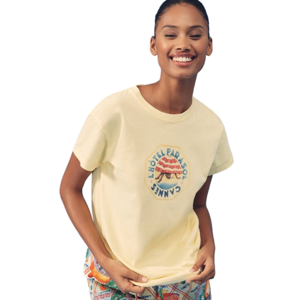 Damson Madder Yellow Parasol Tee, Anthropologie, Size 14, NWT